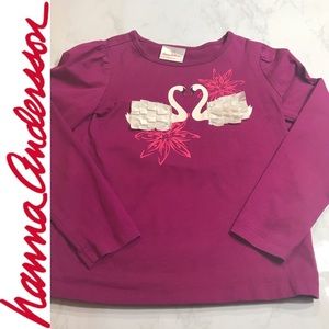 Hanna Andersson Long Sleeve T w Ruffle Swan Detail